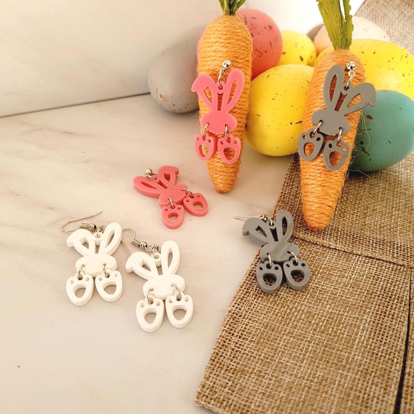 Bunny Butt and feet dangle Easter Earrings. Laser ready cut file, SVG Instant digital download, small business commercial use.
