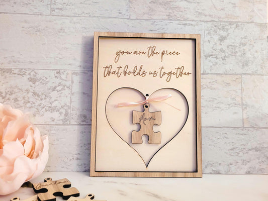 Mother's Day Puzzle piece sign, Gift for her Laser ready cut file, SVG Instant digital download, small business commercial use.