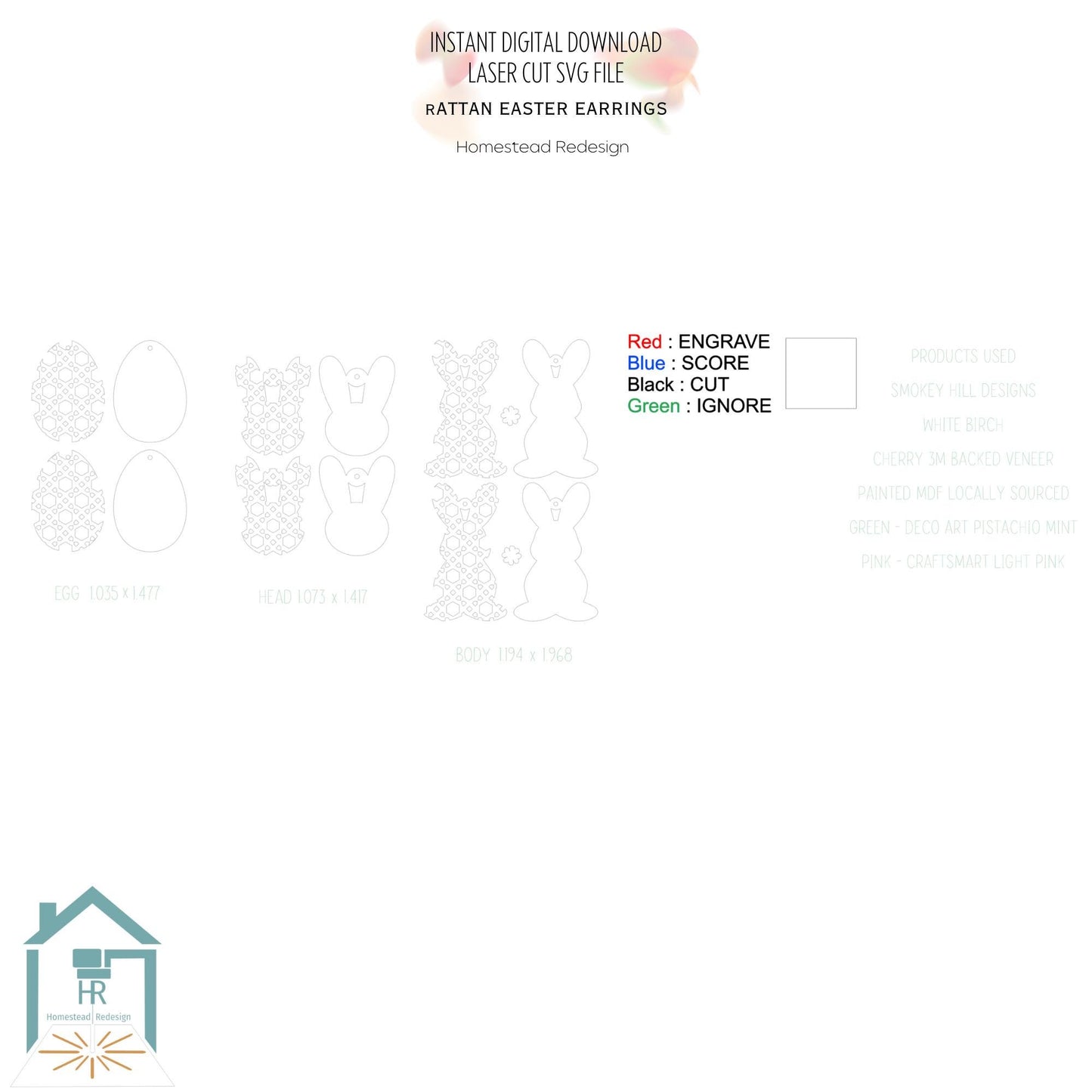 Rattan Pattern layered Easter Earring set. Laser ready cut file, SVG Instant digital download, small business commercial use.