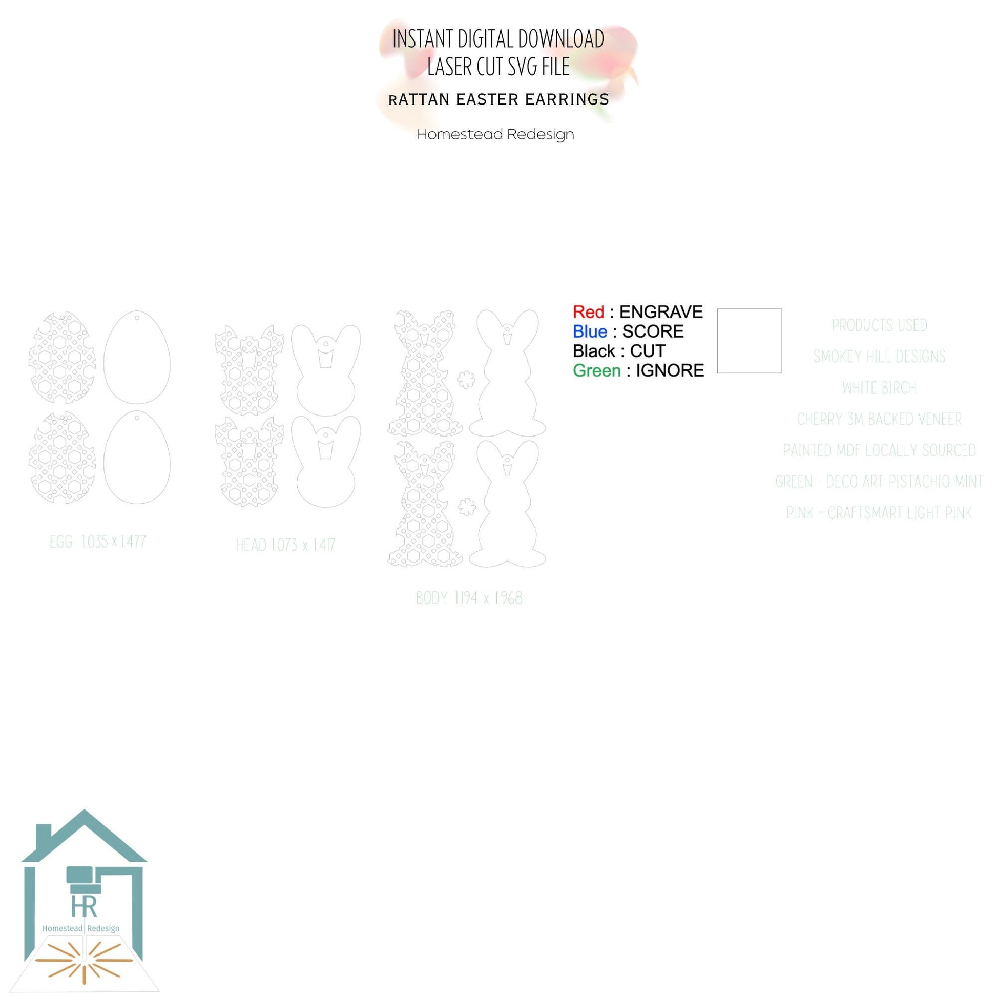 Rattan Pattern layered Easter Earring set. Laser ready cut file, SVG Instant digital download, small business commercial use.