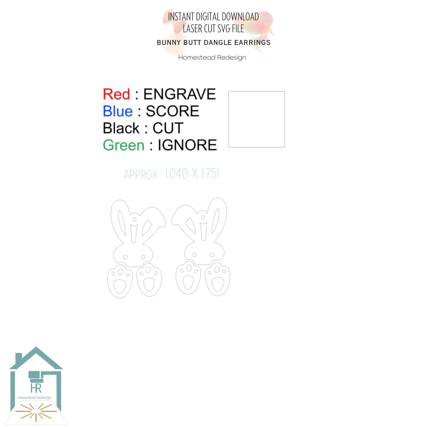Bunny Butt and feet dangle Easter Earrings. Laser ready cut file, SVG Instant digital download, small business commercial use.