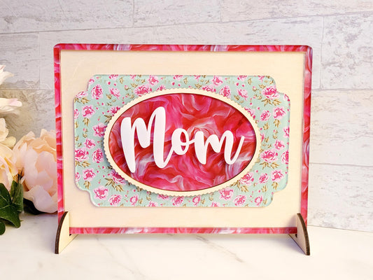 Mother's Day frame sign, Mom decorative plaque Gift for her Laser ready cut file, SVG Instant digital download, small business use .