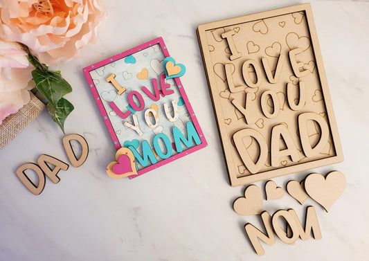Diy kid's craft kit, score pattern I love you sign, Gift for mom, dad.  Laser ready cut file, SVG Instant digital download.