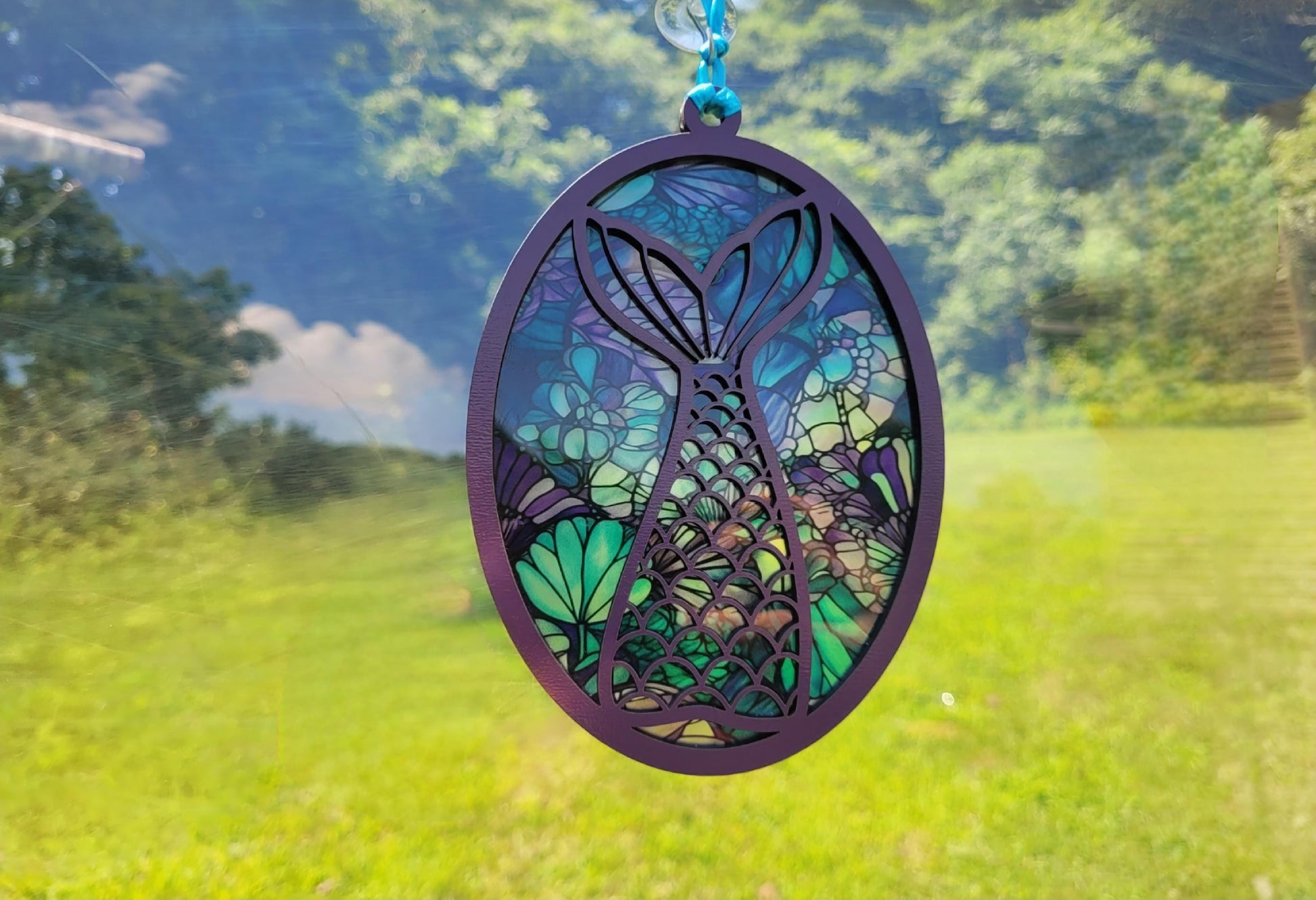 Mermaid tail window suncatcher. Laser ready cut file, SVG Instant digital download
