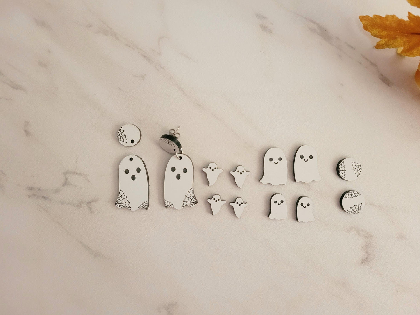 Spiderweb Ghost Earrings SVG: Laser Cut Halloween Jewelry (Digital Download