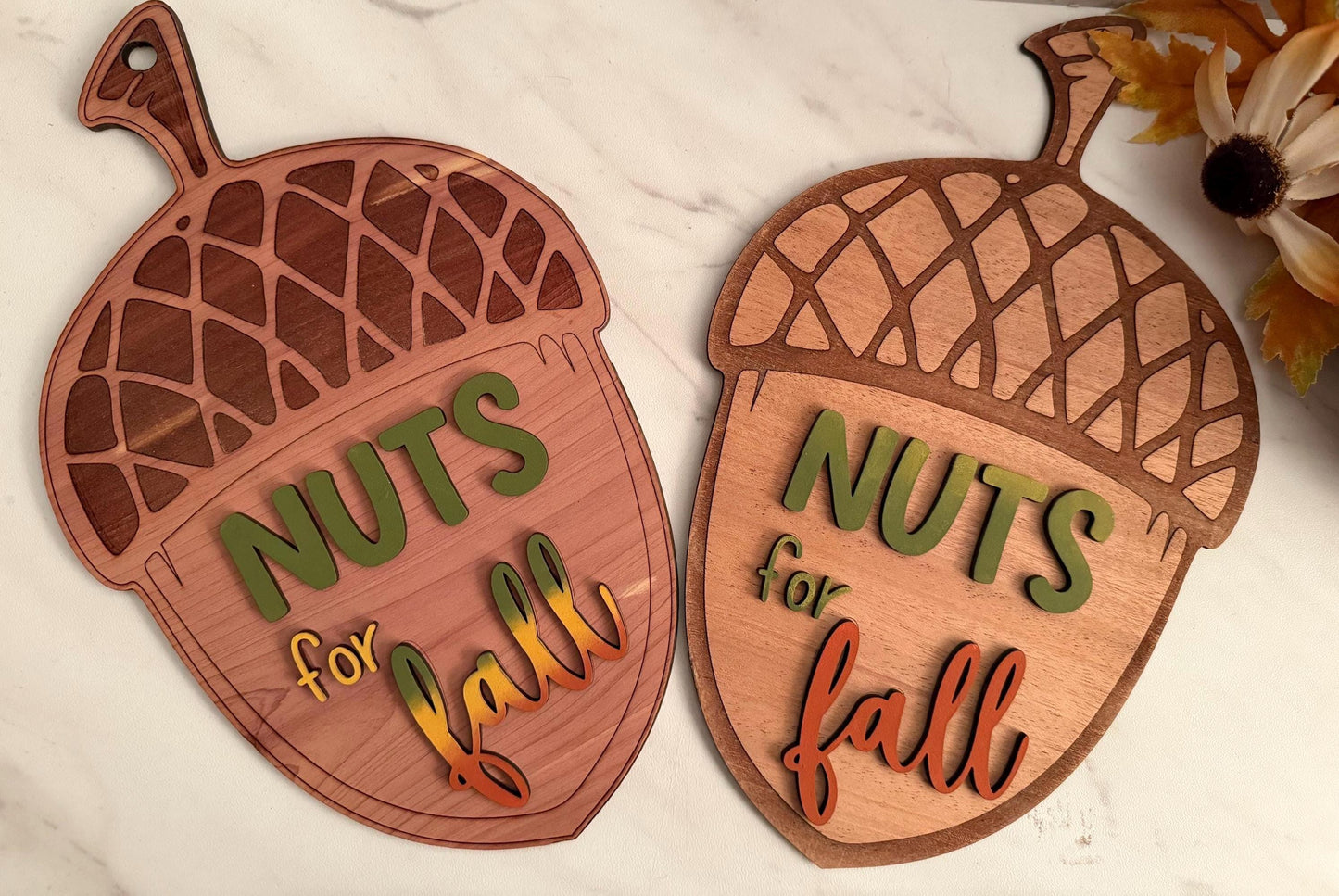 Fall Acorn Door Hanger, Small and Large nuts for fall door décor, Laser ready cut file, SVG Instant digital download, small business use.
