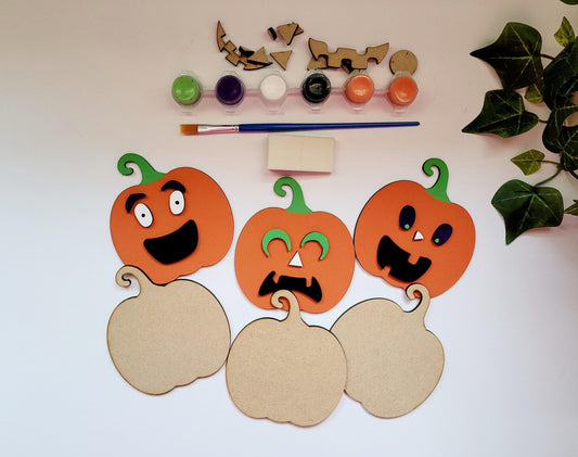 DIY jack o lantern pumpkin kids craft kit, Laser ready cut file, SVG Instant digital download.