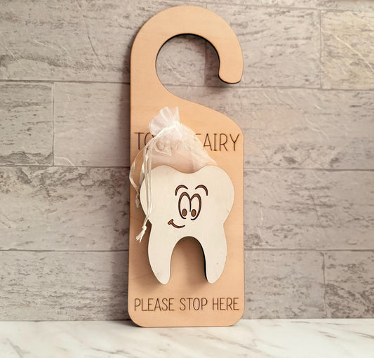 Tooth Fairy door knob hanger, Laser ready cut file, SVG Instant digital download, small business commercial use.
