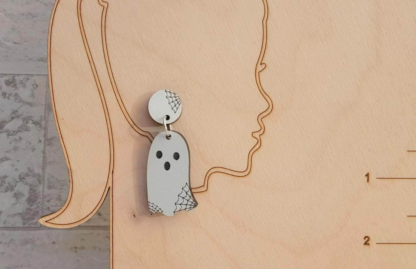 Spiderweb Ghost Dangle Earrings SVG: Laser Cut Halloween Jewelry (Digital Download