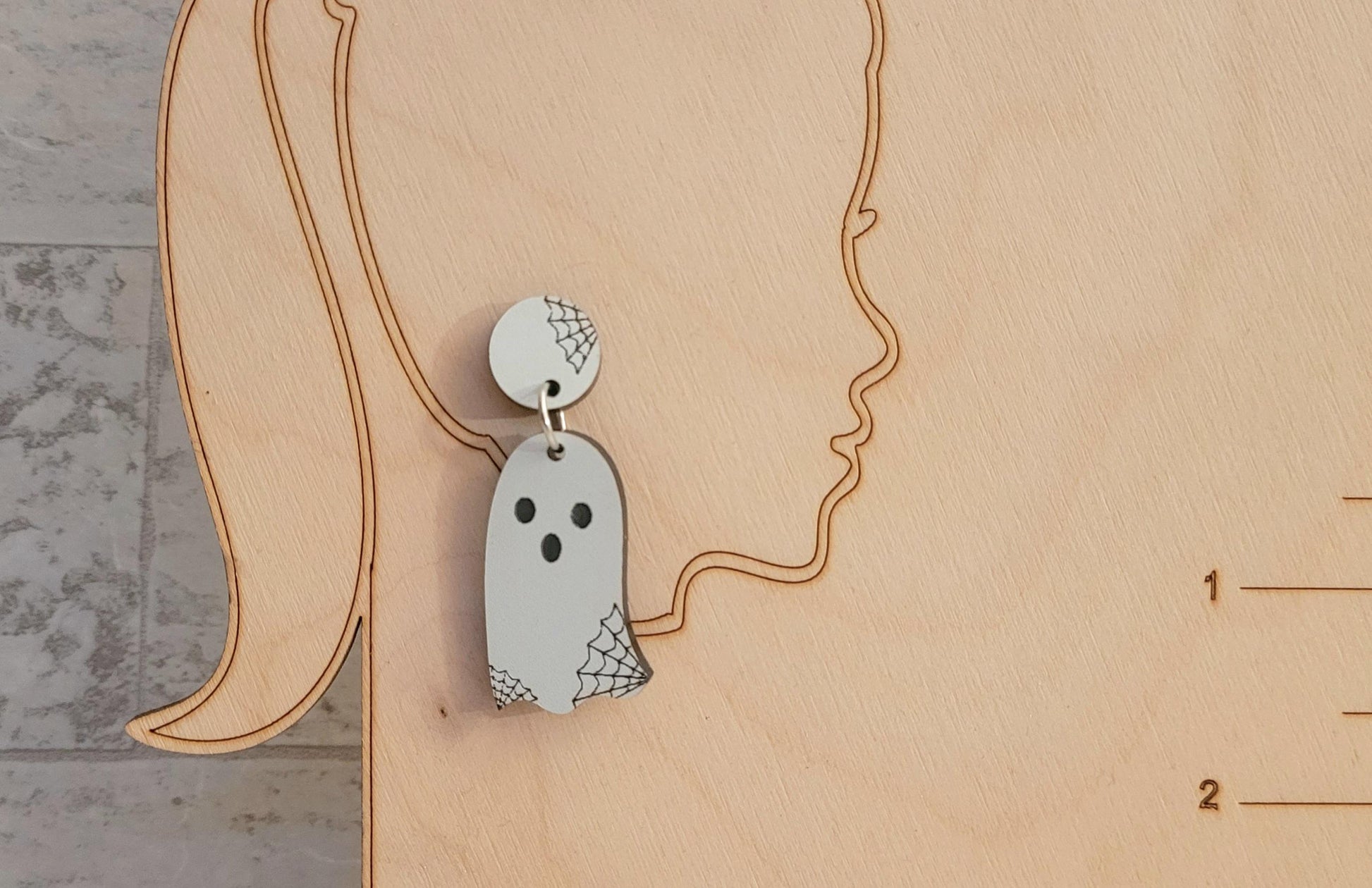 Spiderweb Ghost Dangle Earrings SVG: Laser Cut Halloween Jewelry (Digital Download