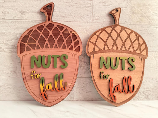Fall Acorn Door Hanger, Small and Large nuts for fall door décor, Laser ready cut file, SVG Instant digital download, small business use.