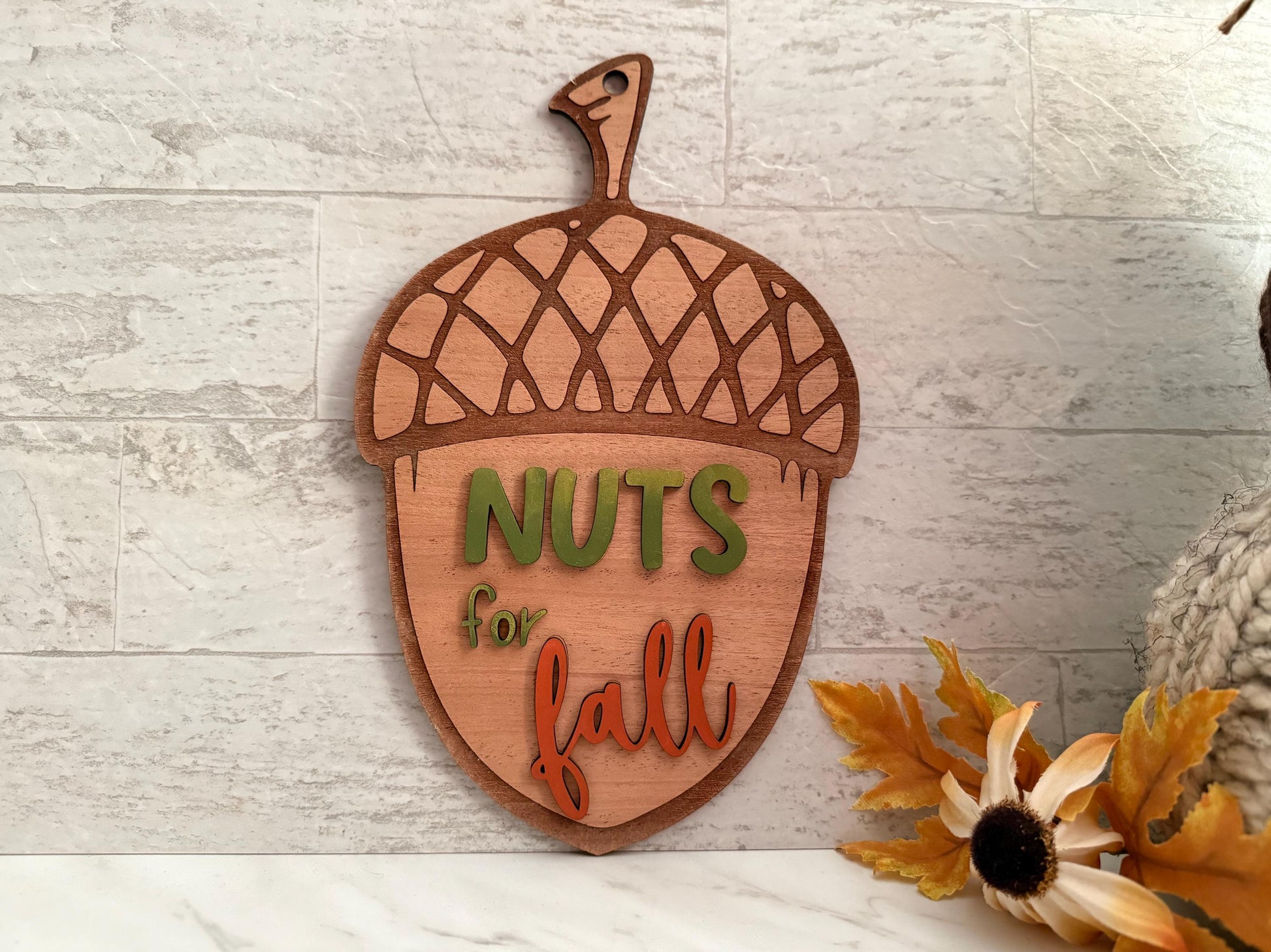Fall Acorn Door Hanger, Small and Large nuts for fall door décor, Laser ready cut file, SVG Instant digital download, small business use.