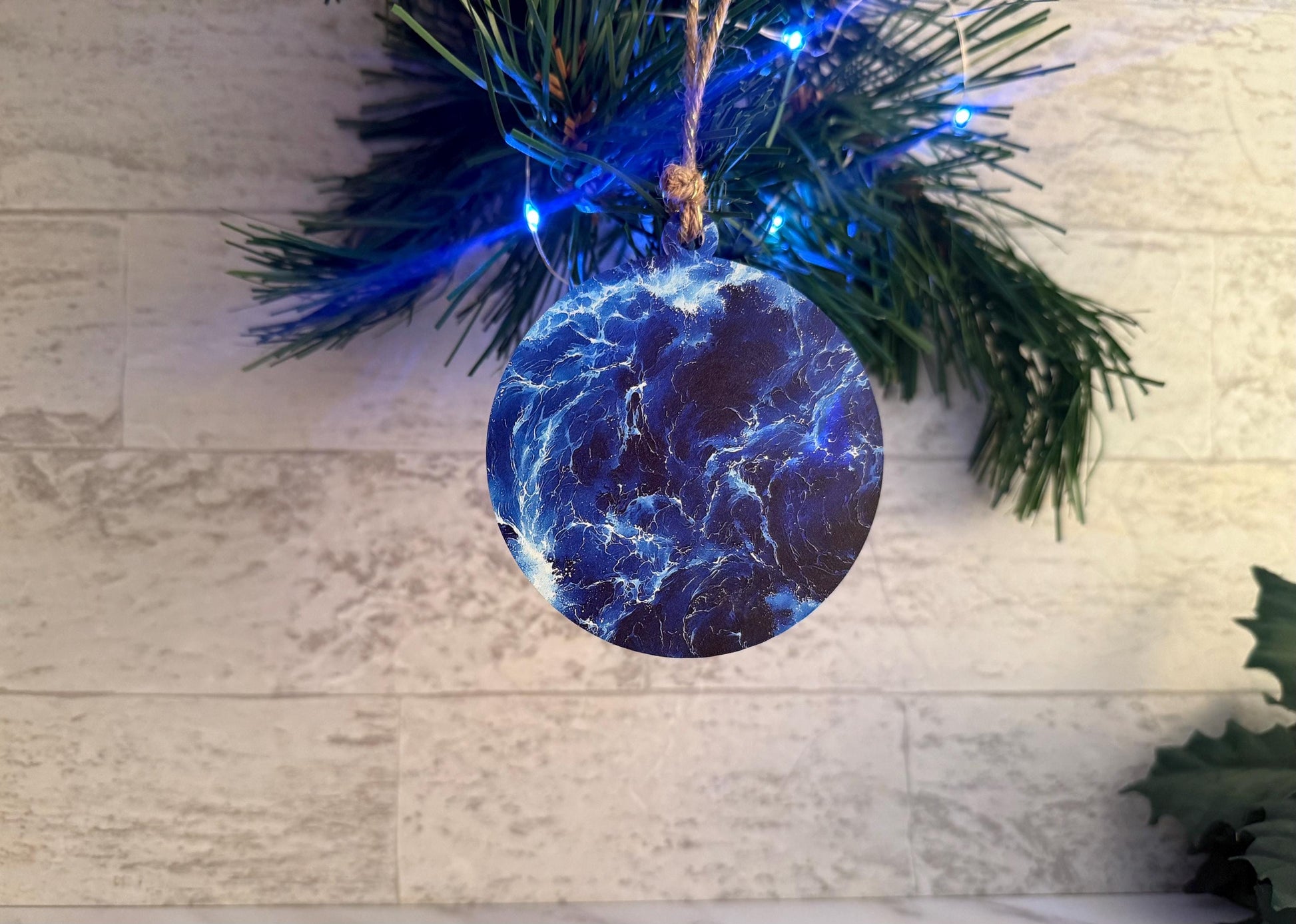 Peace on Earth laser cut Christmas ornament, World map and ocean layered ornament.