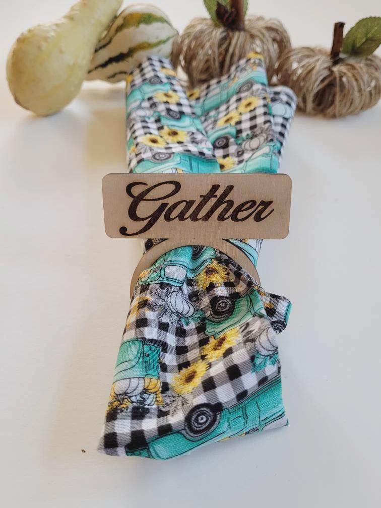 Thankful, Grateful, Blessed, Gather Napkin rings Laser ready cut file, SVG Instant digital download.