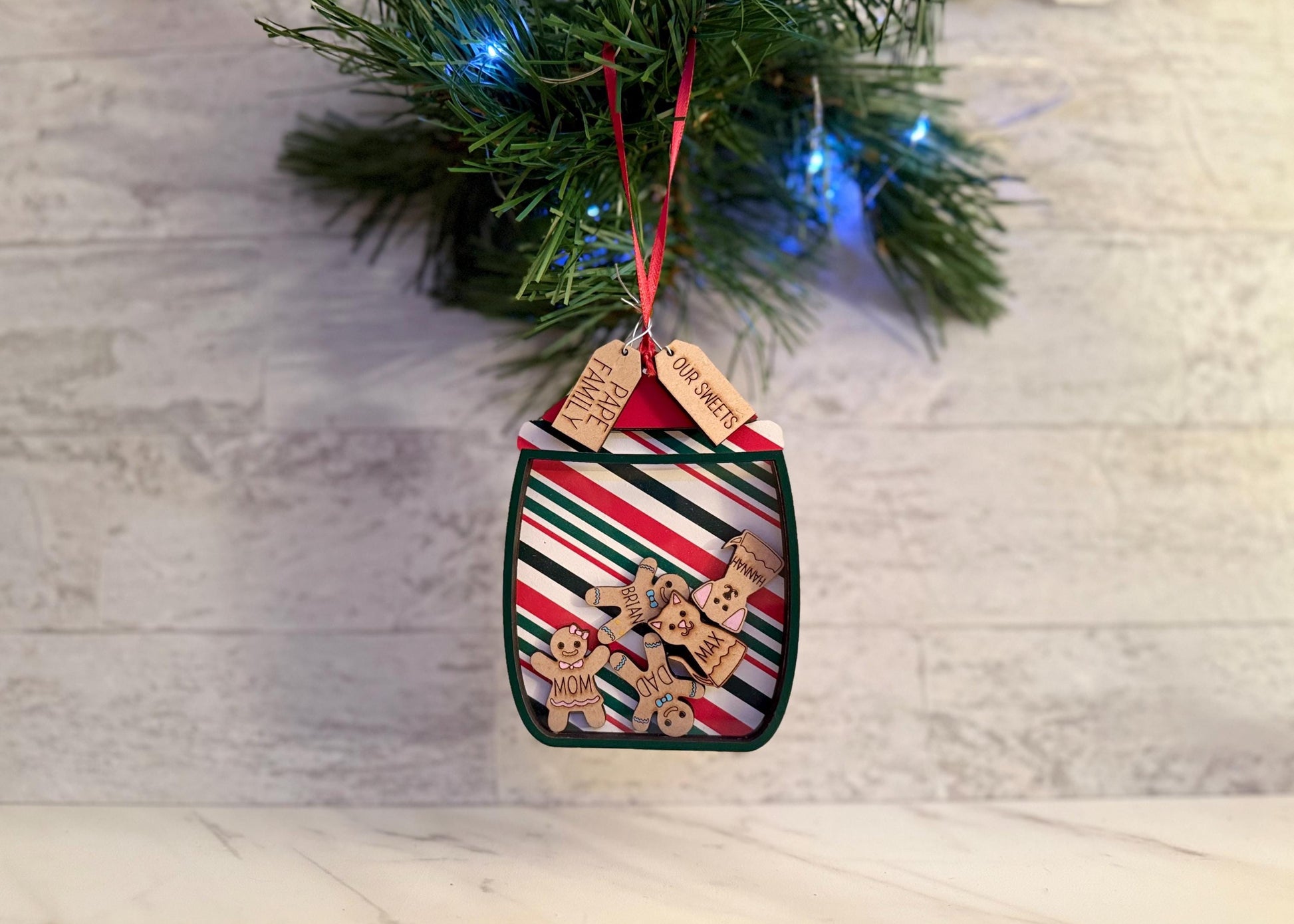 Gingerbread cookie jar Christmas tree ornament laser ready cut file, SVG Instant digital download. Unlimited small business commercial use.