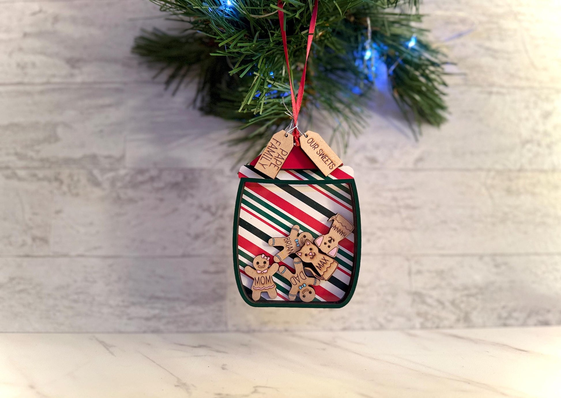 Gingerbread cookie jar Christmas tree ornament laser ready cut file, SVG Instant digital download. Unlimited small business commercial use.