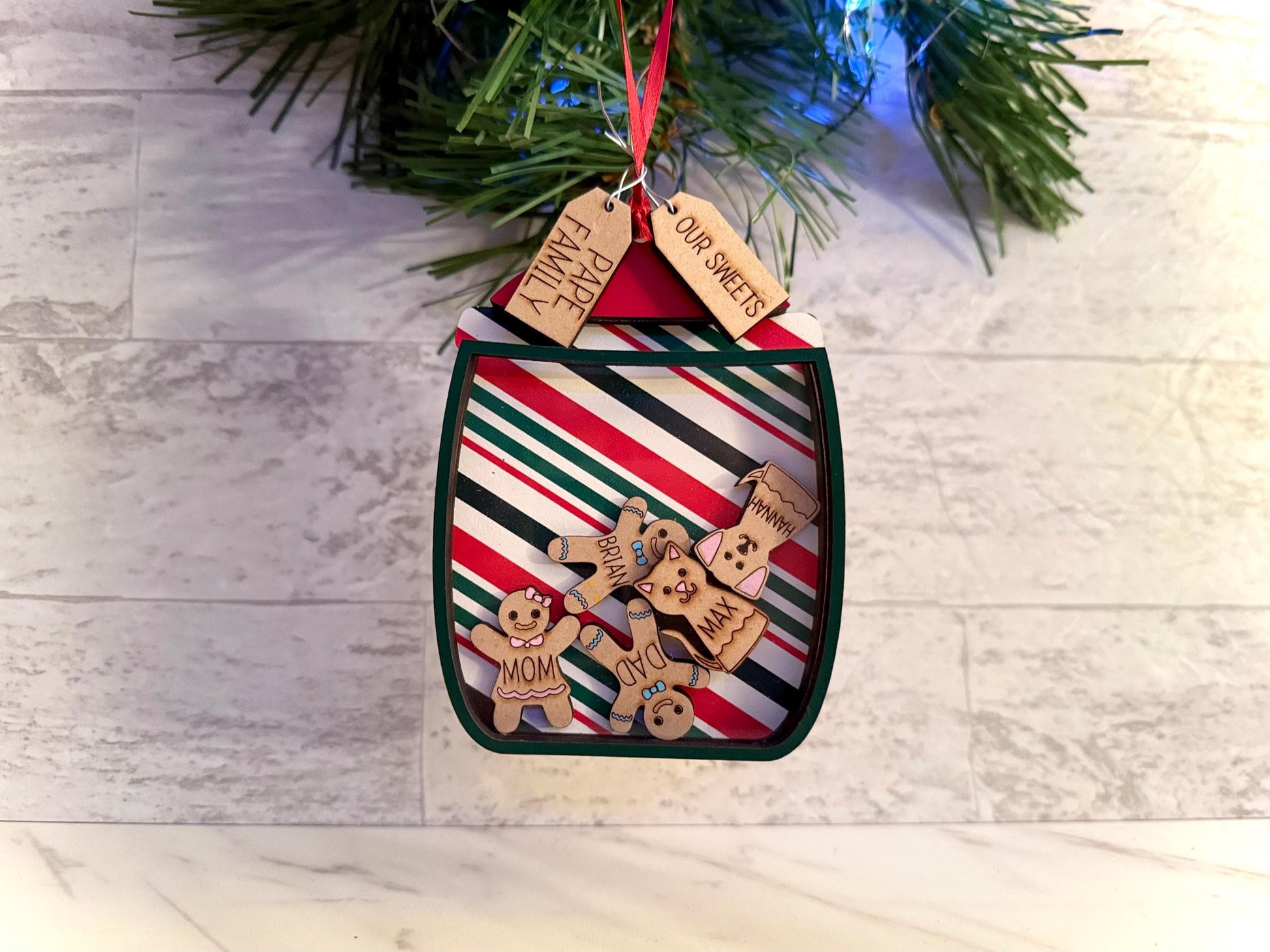 Gingerbread cookie jar Christmas tree ornament laser ready cut file, SVG Instant digital download. Unlimited small business commercial use.