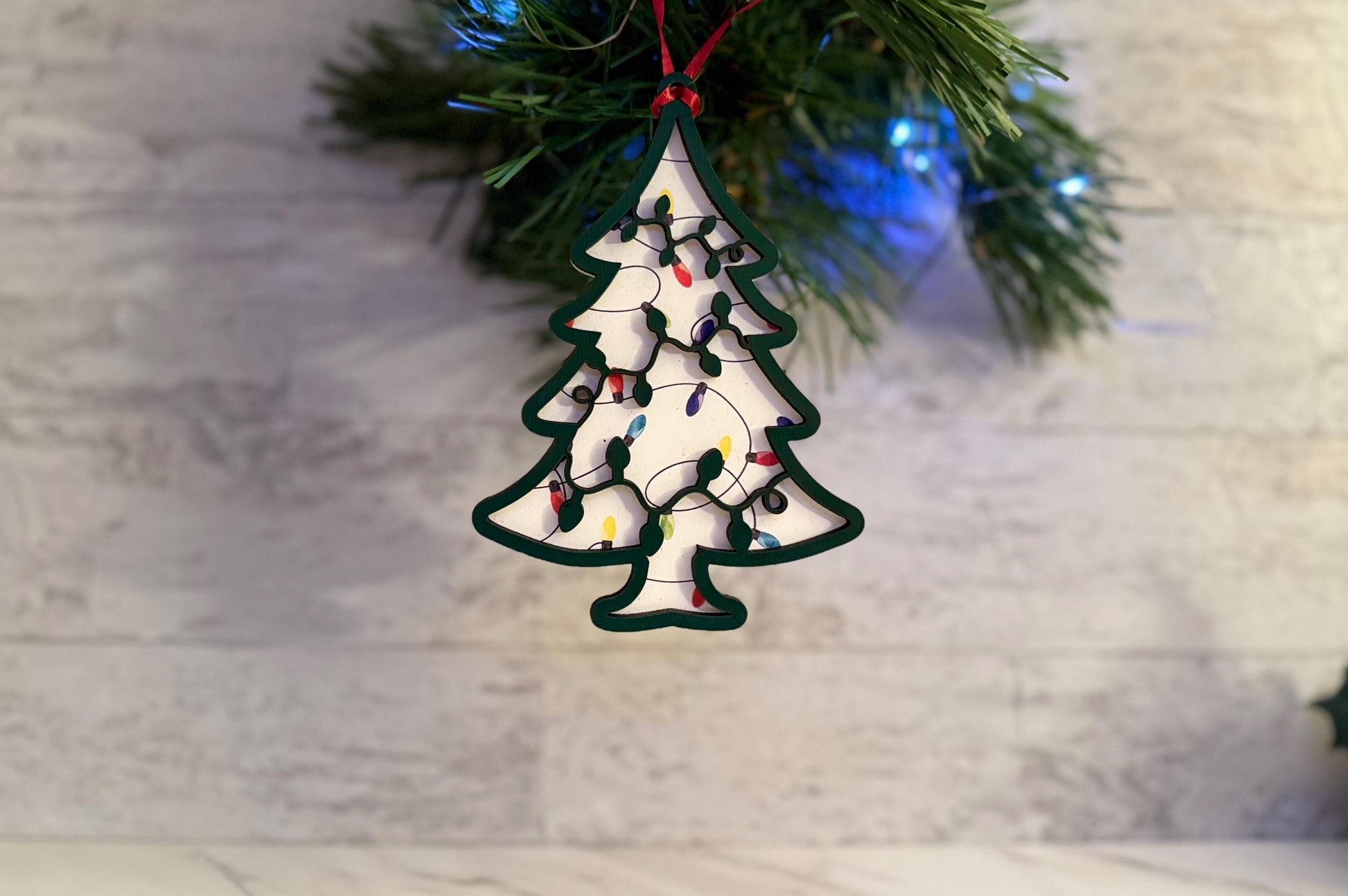 Christmas ornament SVG Bundle, 3 piece set, Stocking, tree, Santa hat, laser ready cut file, digital download.