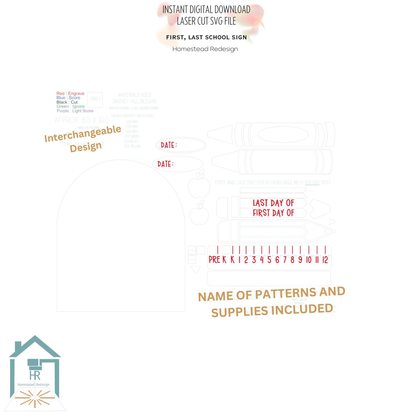 First day, last day of school sign, Laser ready cut file, SVG Instant digital download, small business use.
