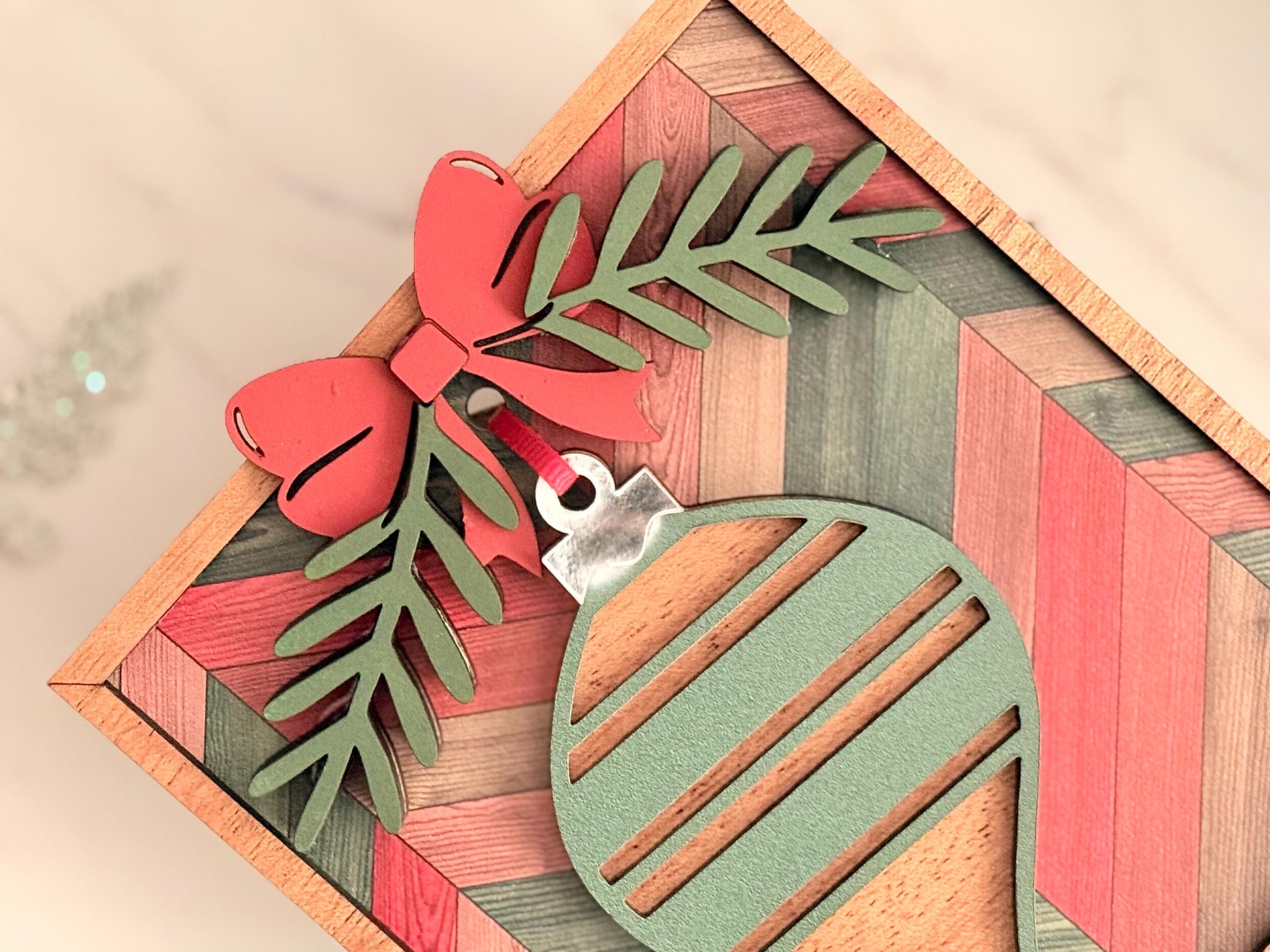 Framed Christmas ornament Art décor, laser ready cut file, SVG digital download.