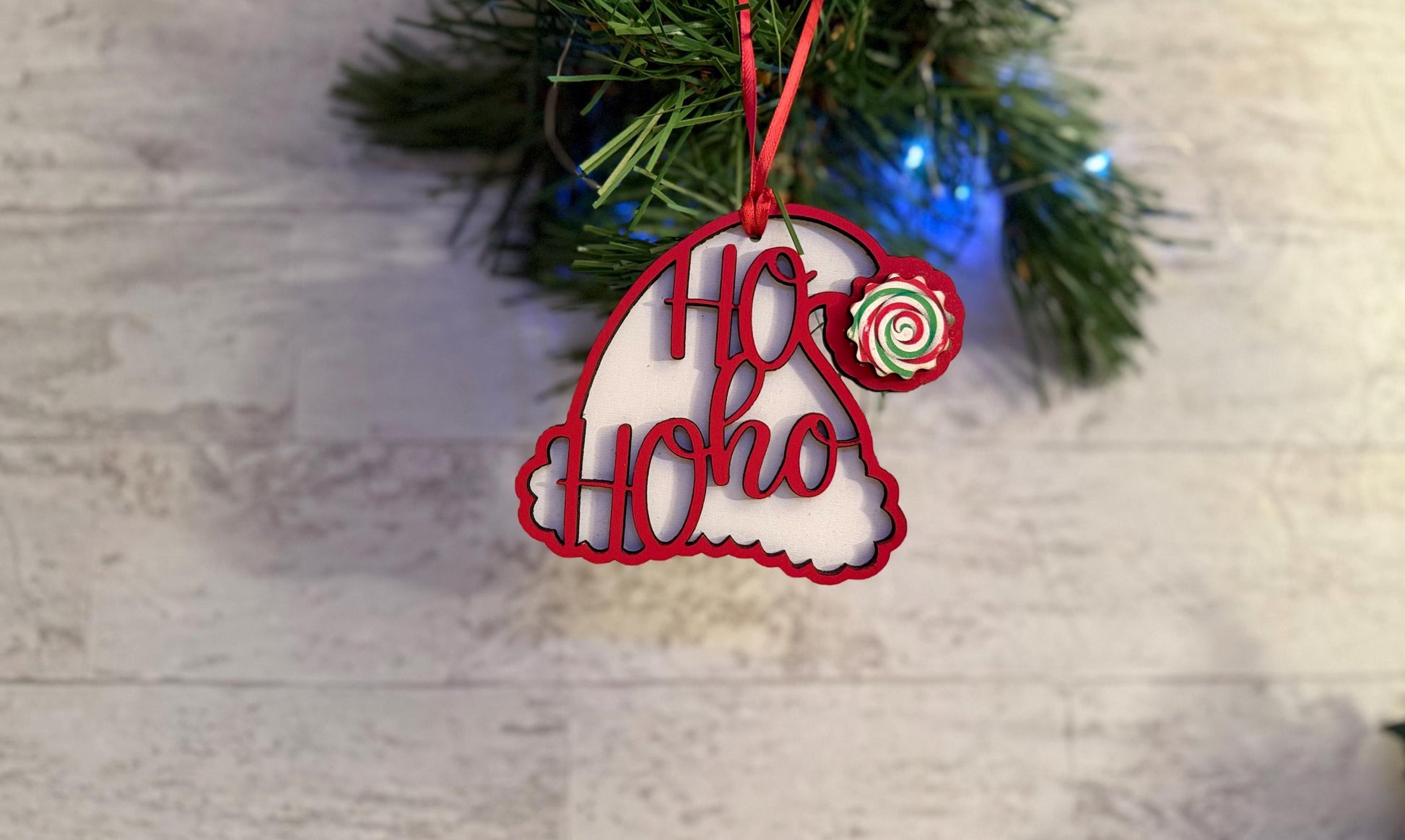 Christmas ornament SVG Bundle, 3 piece set, Stocking, tree, Santa hat, laser ready cut file, digital download.