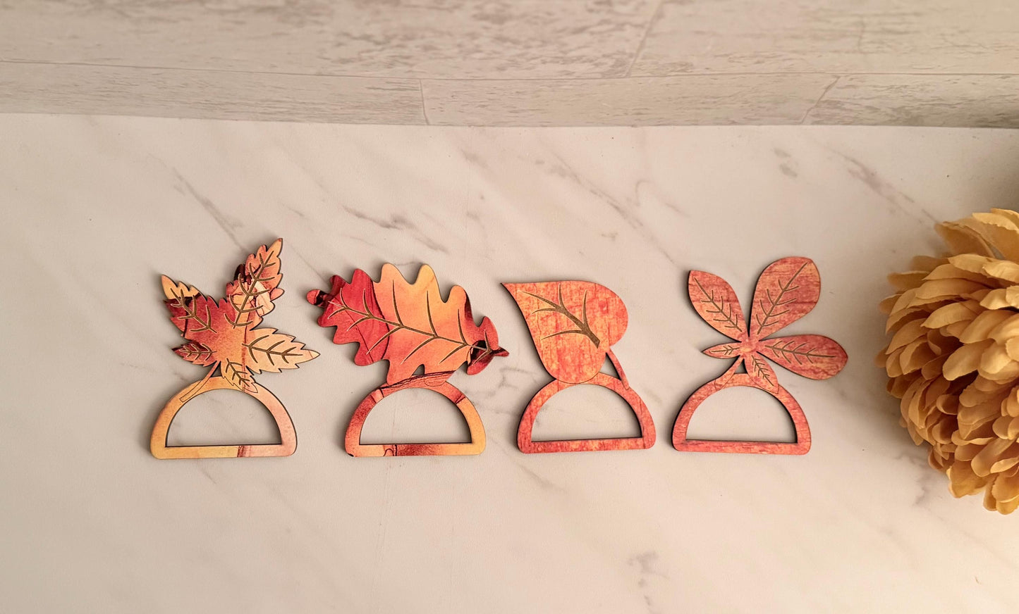 Fall leaf engraved napkin rings, Thanksgiving Decor, Laser ready cut file, SVG Instant digital download.