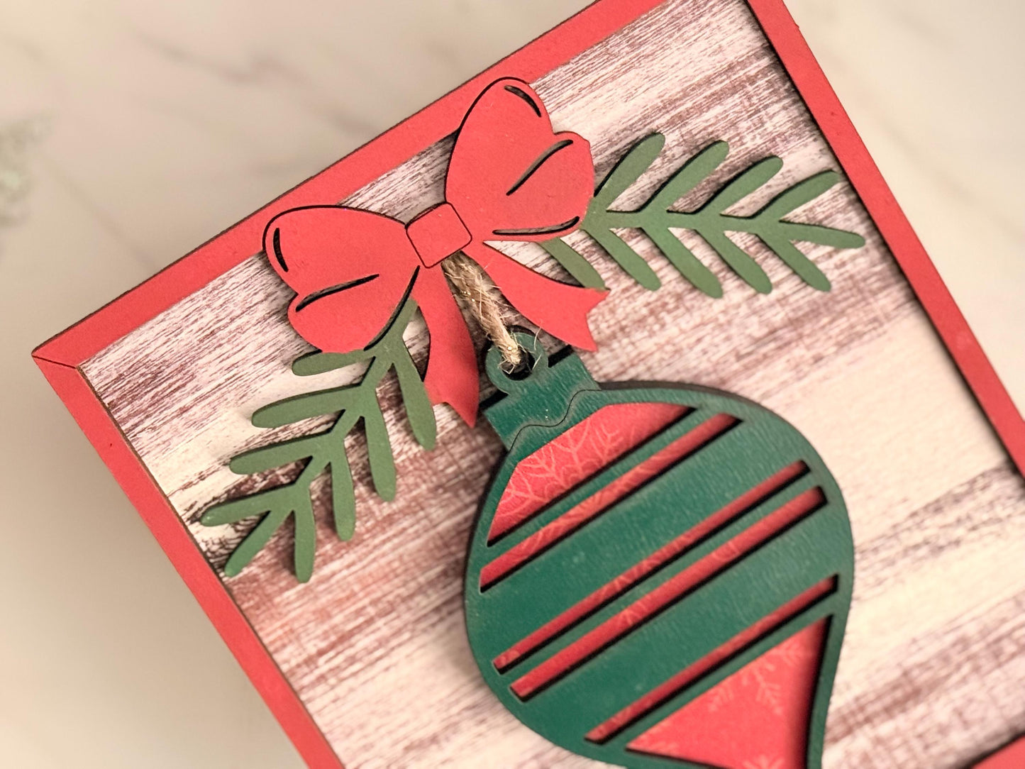 Framed Christmas ornament Art décor, laser ready cut file, SVG digital download.