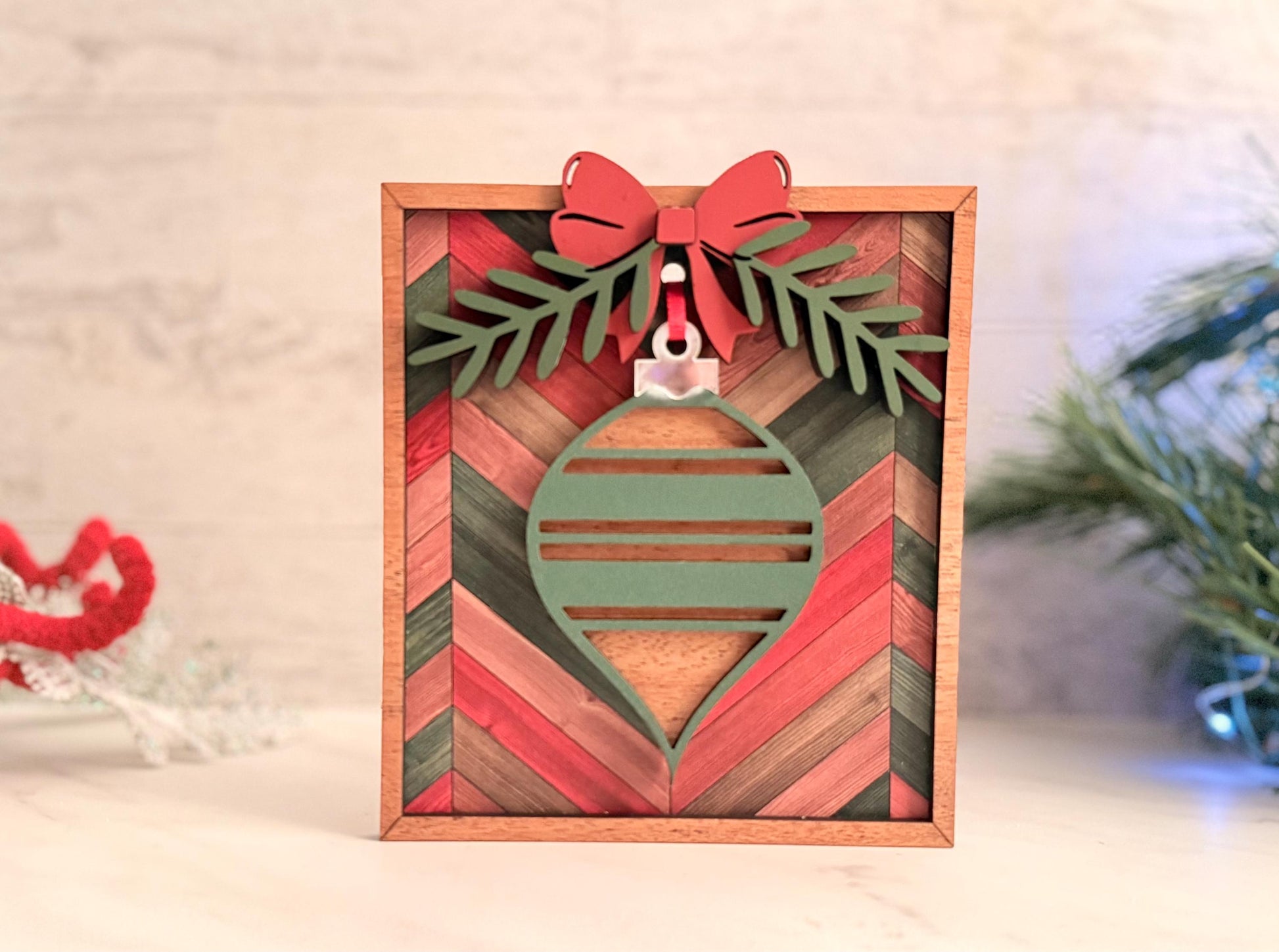 Framed Christmas ornament Art décor, laser ready cut file, SVG digital download.