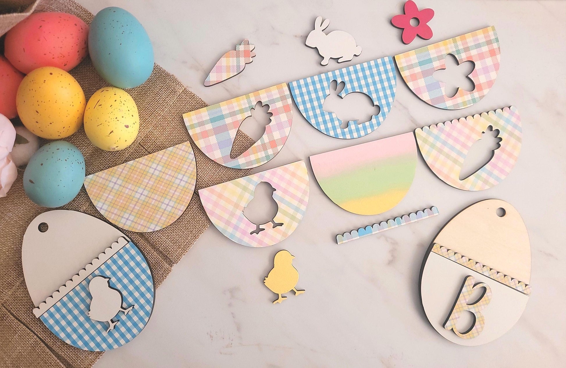 Layered Easter Egg cutout Tag set. Laser ready cut file, SVG Instant digital download, small business commercial use.