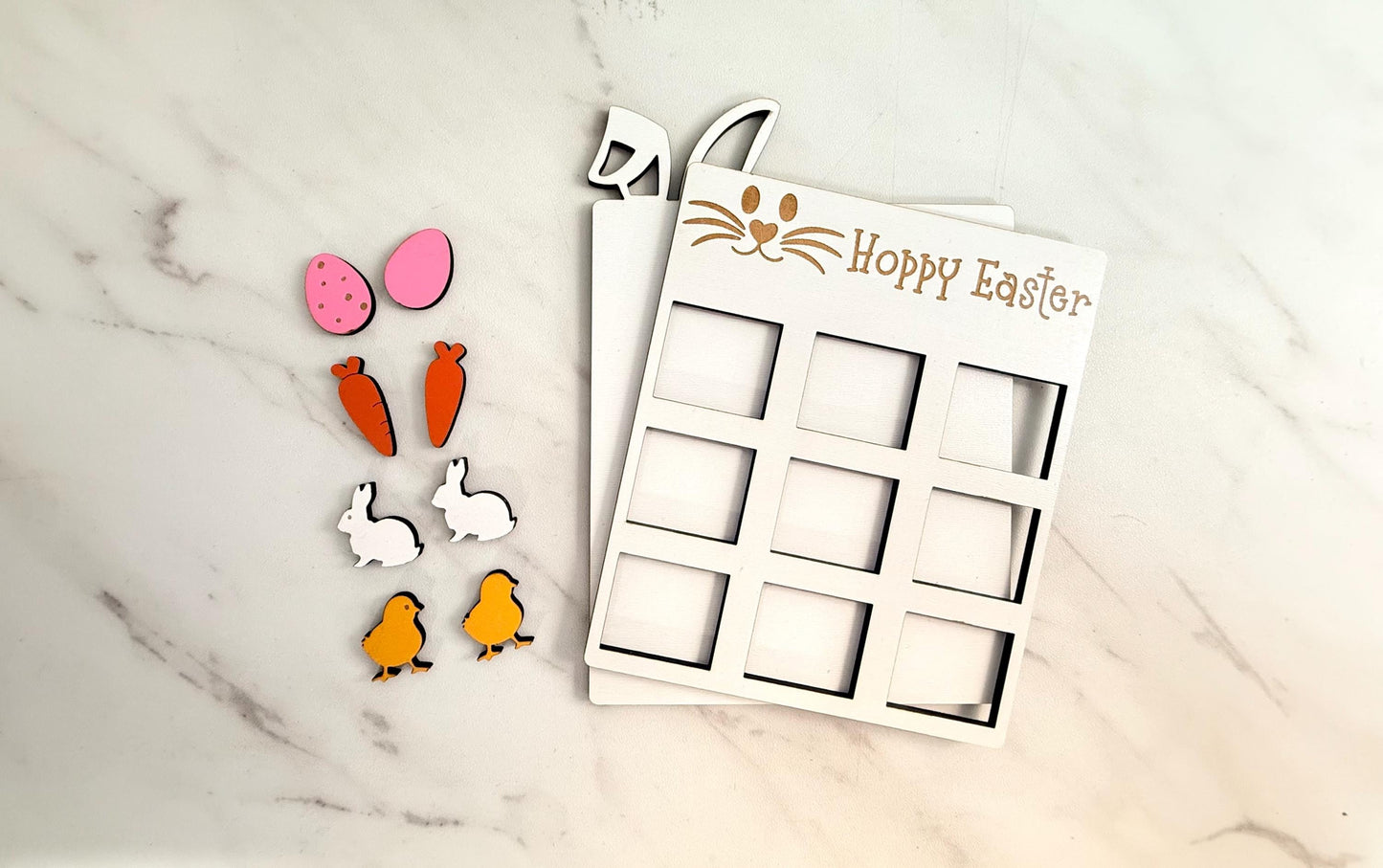 Hoppy Easter Tic Tac Toe Laser ready cut file, SVG Instant digital download, small business commercial use.