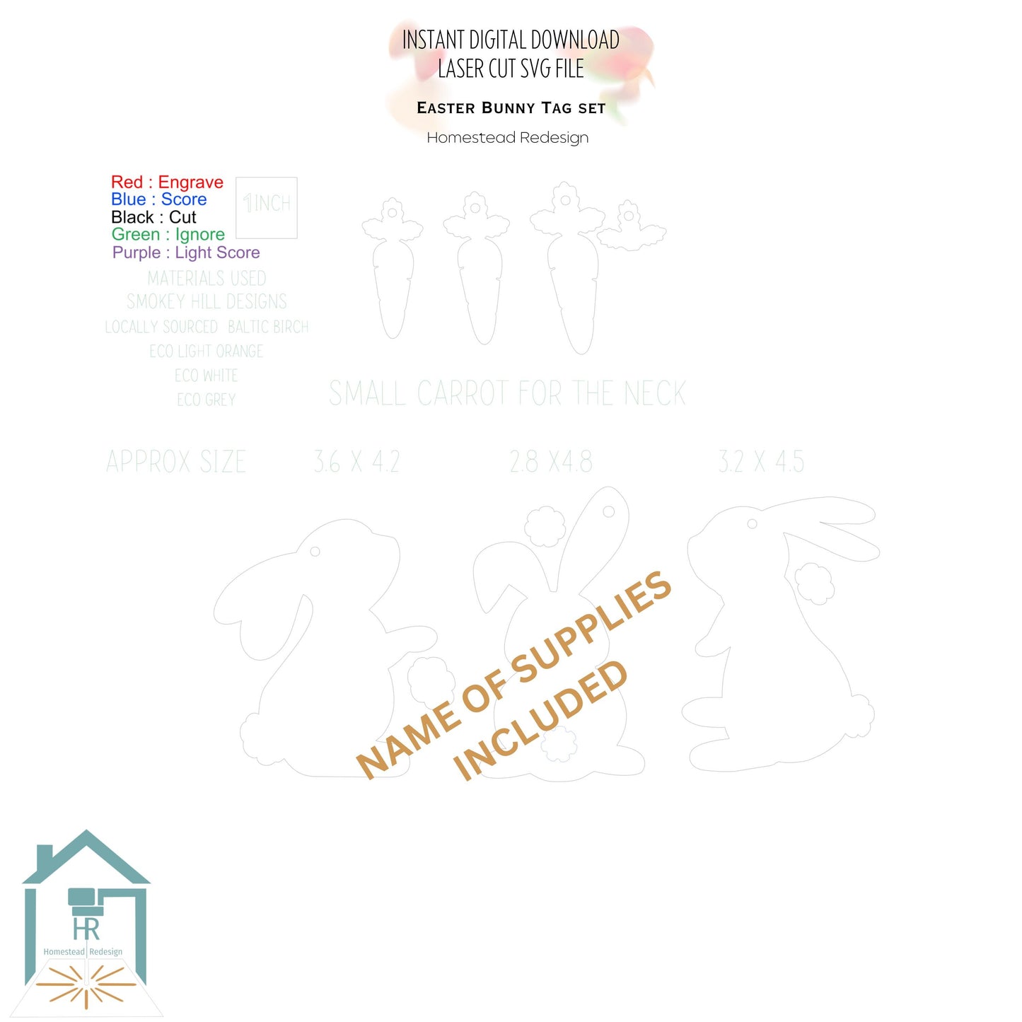 Easter Bunny Basket tag bundle SVG, laser ready, cut file, Instant digital download.