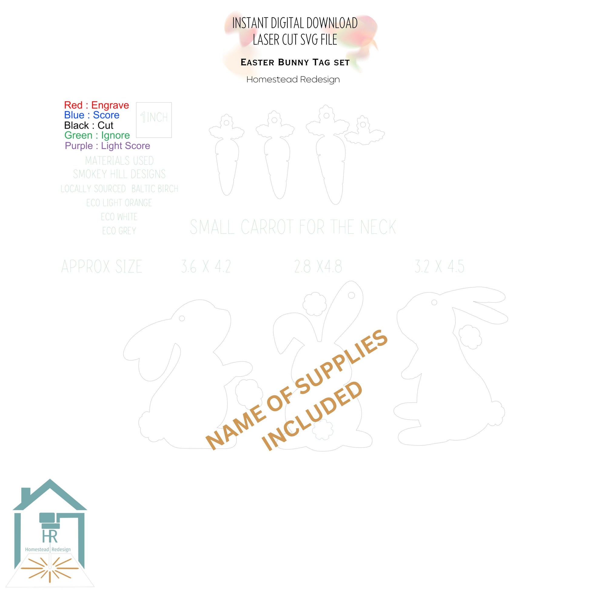 Easter Bunny Basket tag bundle SVG, laser ready, cut file, Instant digital download.
