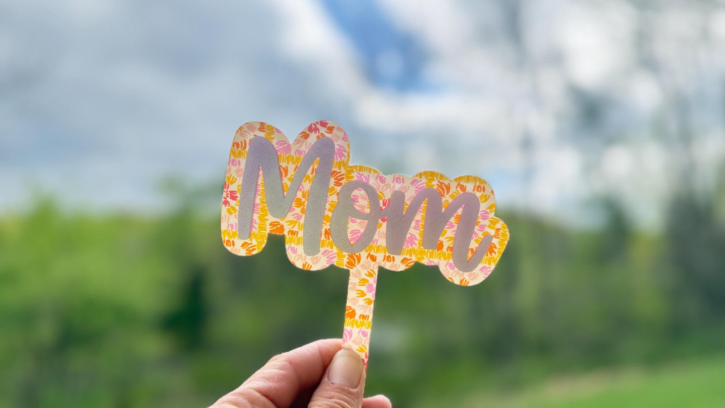 Mom Plant Stake SVG, Flower Pot accessories gift for her, digital download Laser Cut file.