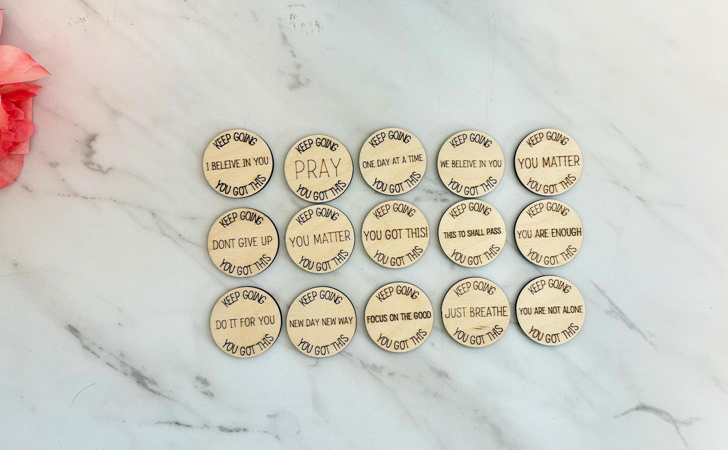 Sobriety affirmations tokens, Laser ready cut file, SVG Instant digital download.