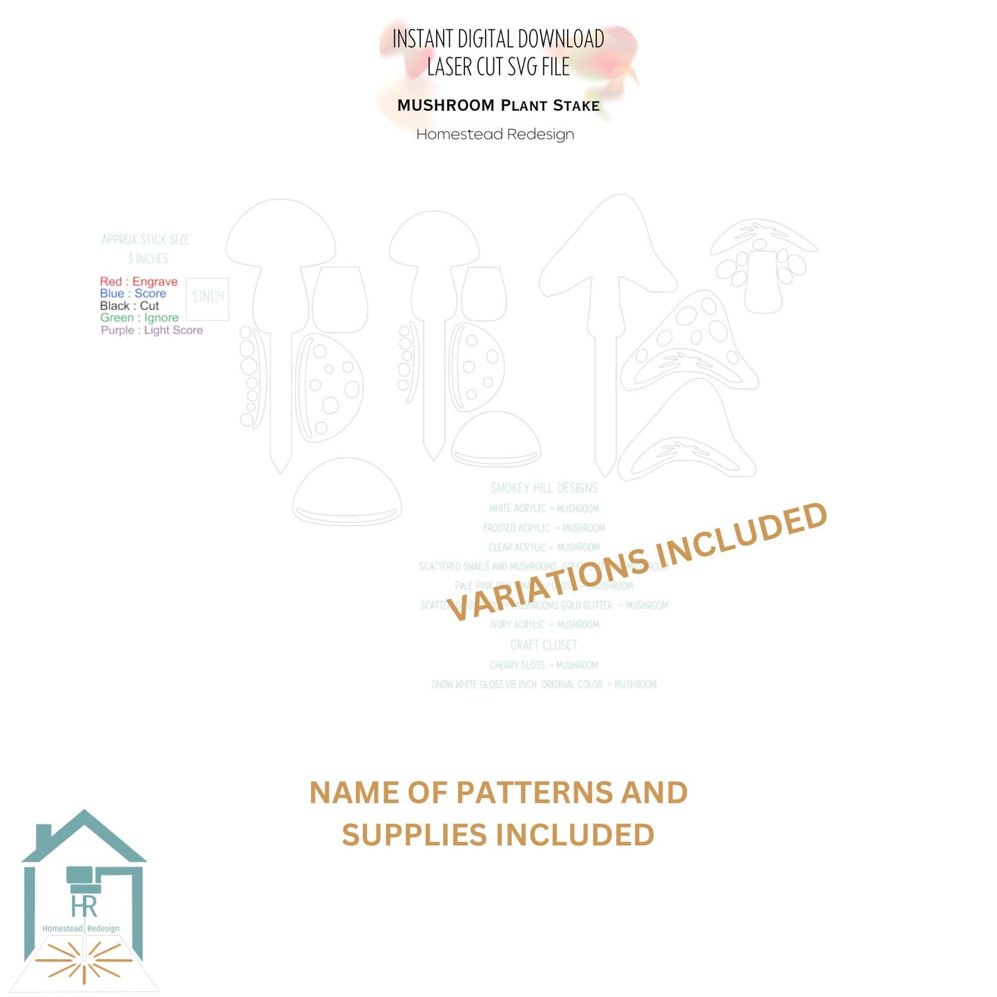 Mushroom Plant Stake SVG, Whimsical button mushroom, Flower Pot accessories, digital download Laser Cut file.