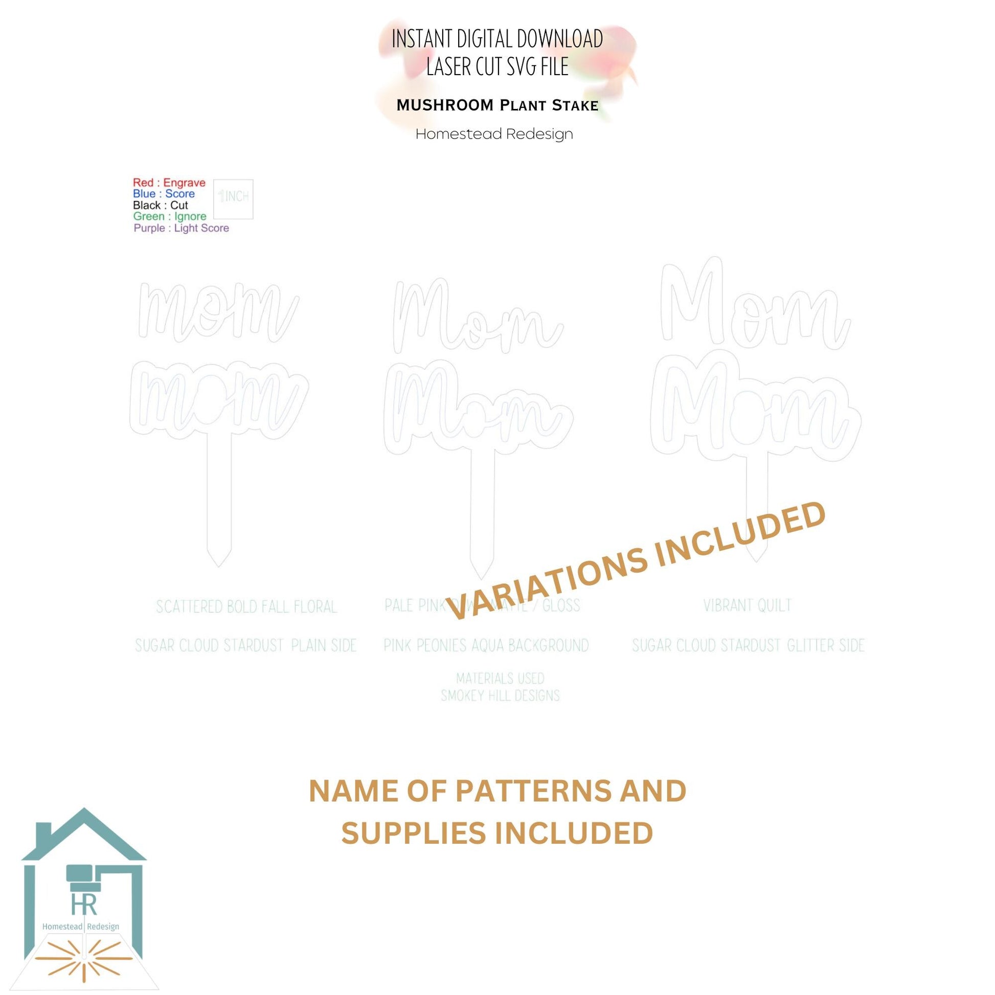Mom Plant Stake SVG, Flower Pot accessories gift for her, digital download Laser Cut file.