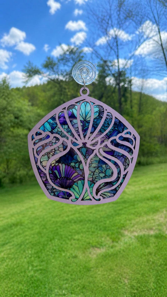 Sea shell Sun Catcher SVG, Coastal Beach Window Decor, Summer digital download Laser Cut file.