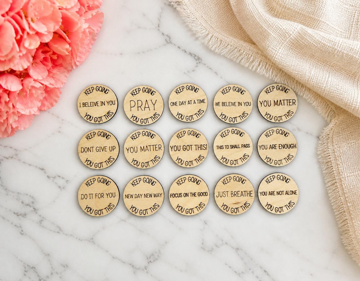 Sobriety affirmations tokens, Laser ready cut file, SVG Instant digital download.
