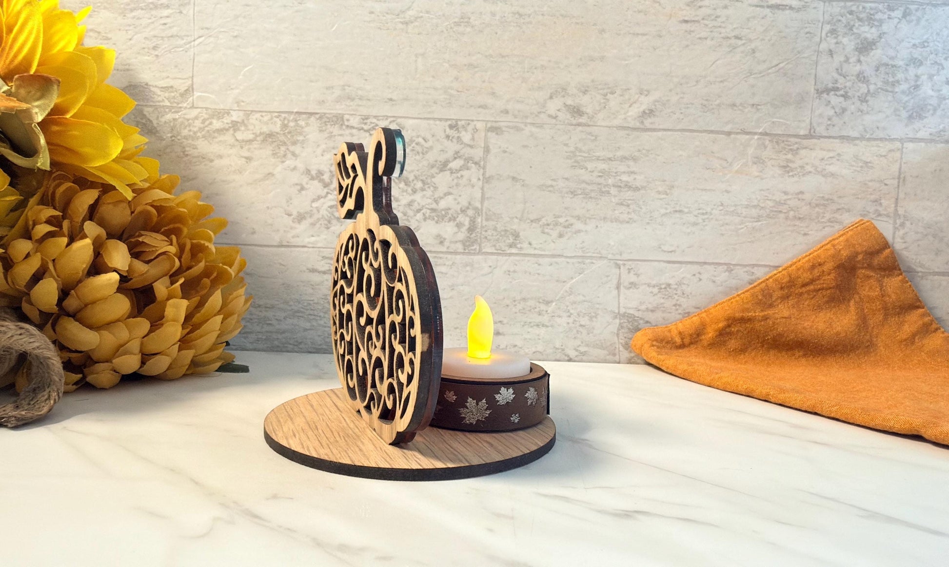 Fall Tea light holder set Laser Ready Cut file, SVG Instant digital download.