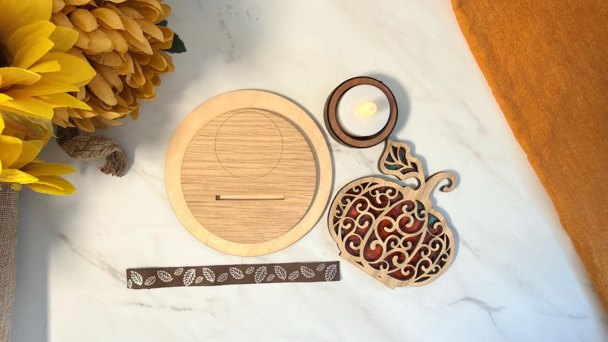Fall Tea light holder set Laser Ready Cut file, SVG Instant digital download.