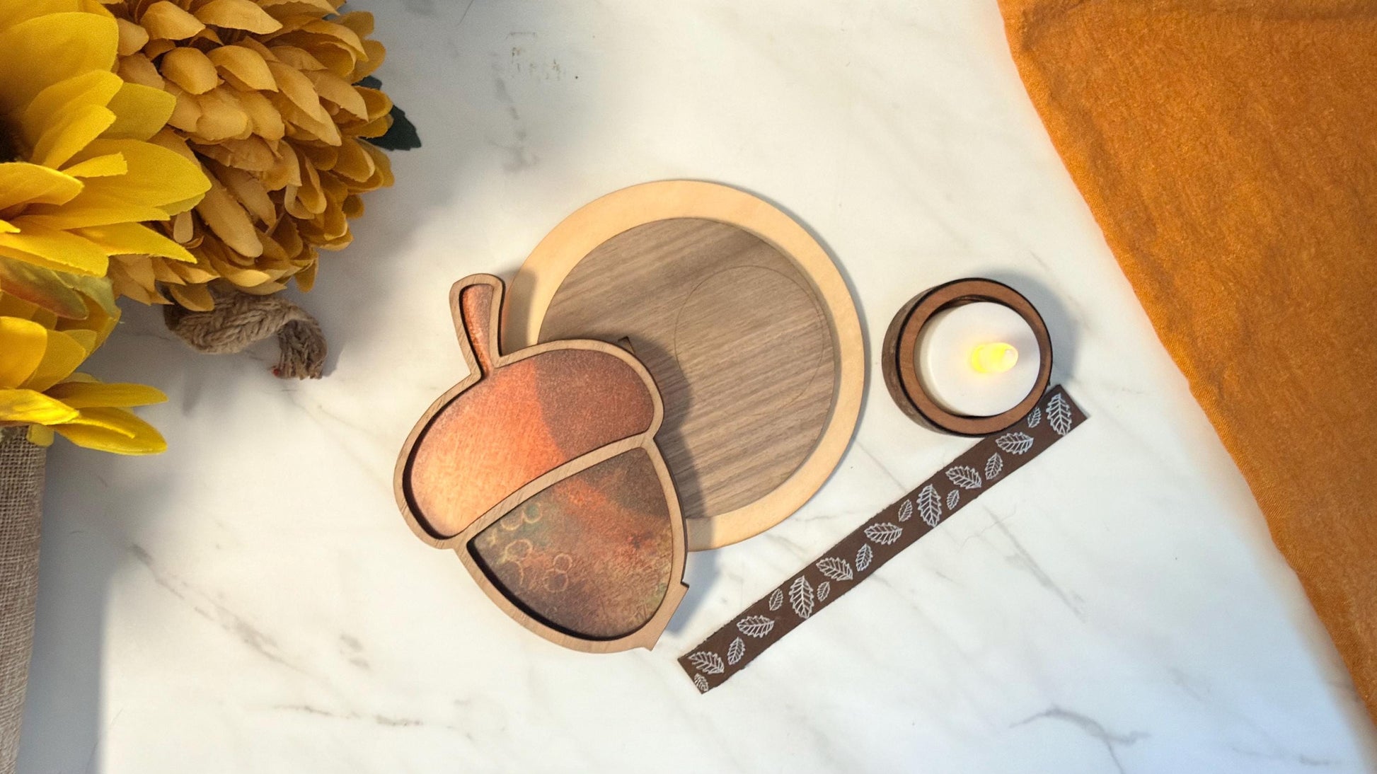 Fall Tea light holder set Laser Ready Cut file, SVG Instant digital download.