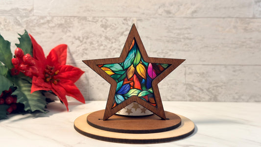 Christmas Tea Star holder set, Laser Ready Cut file, SVG Instant digital download.