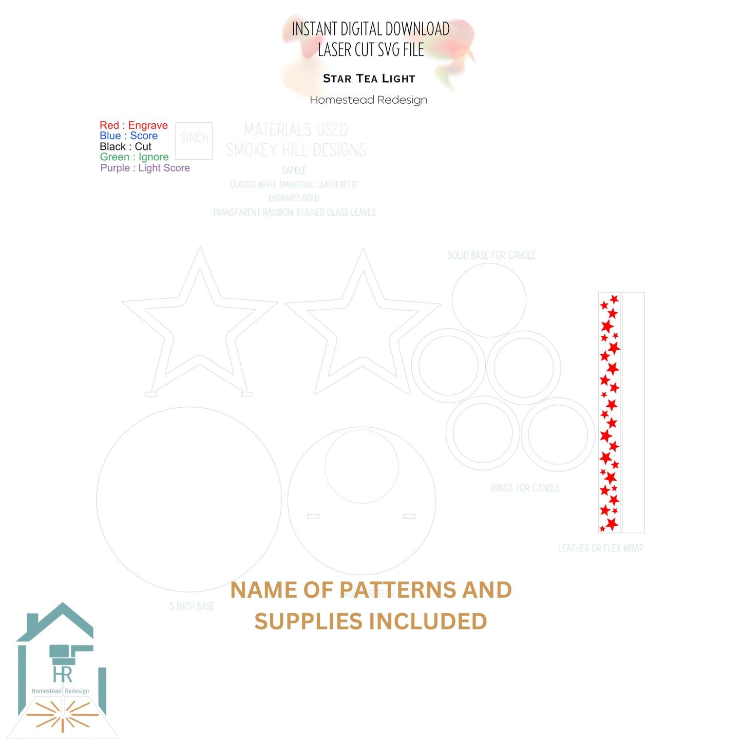Christmas Tea Star holder set, Laser Ready Cut file, SVG Instant digital download.