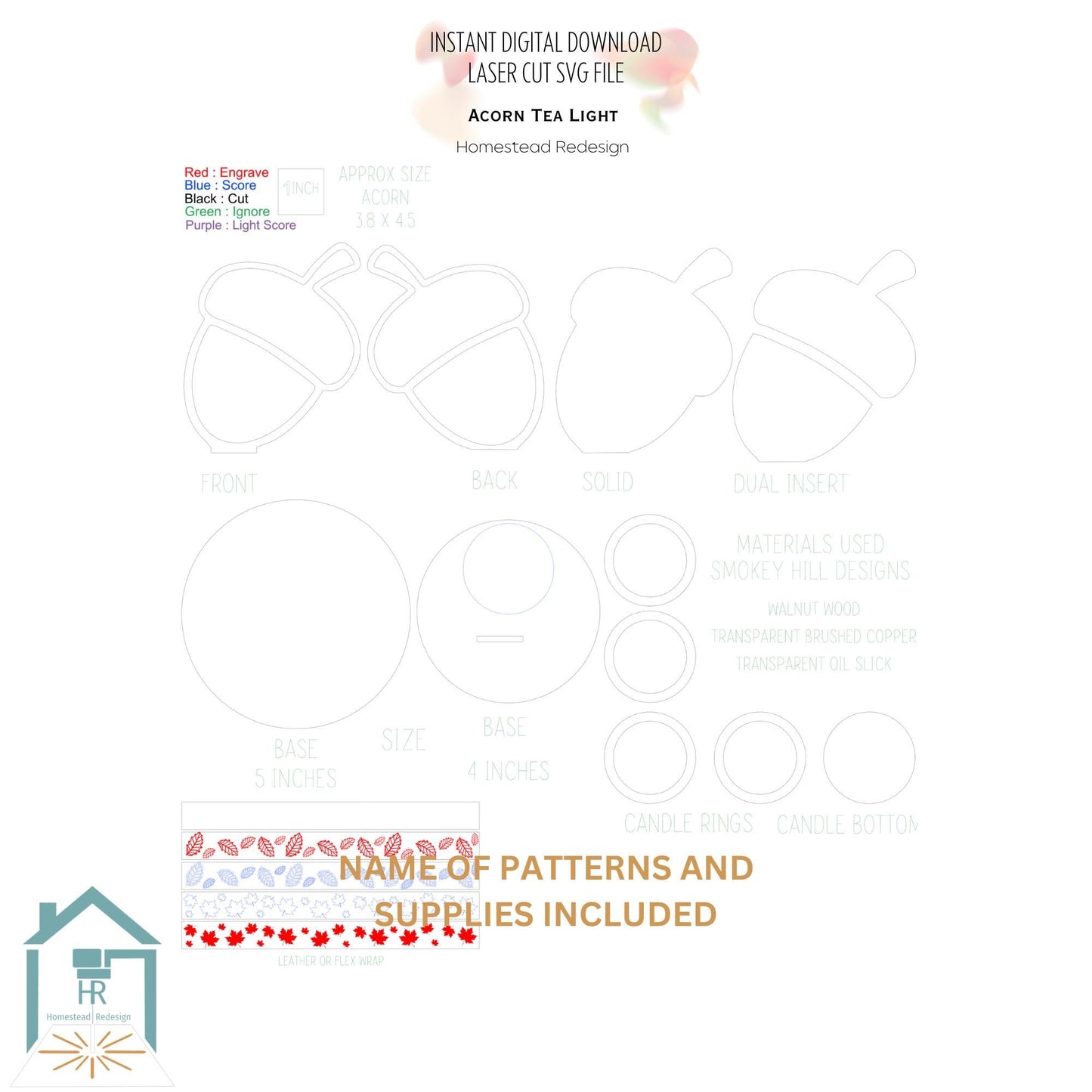 Fall Tea light holder set Laser Ready Cut file, SVG Instant digital download.