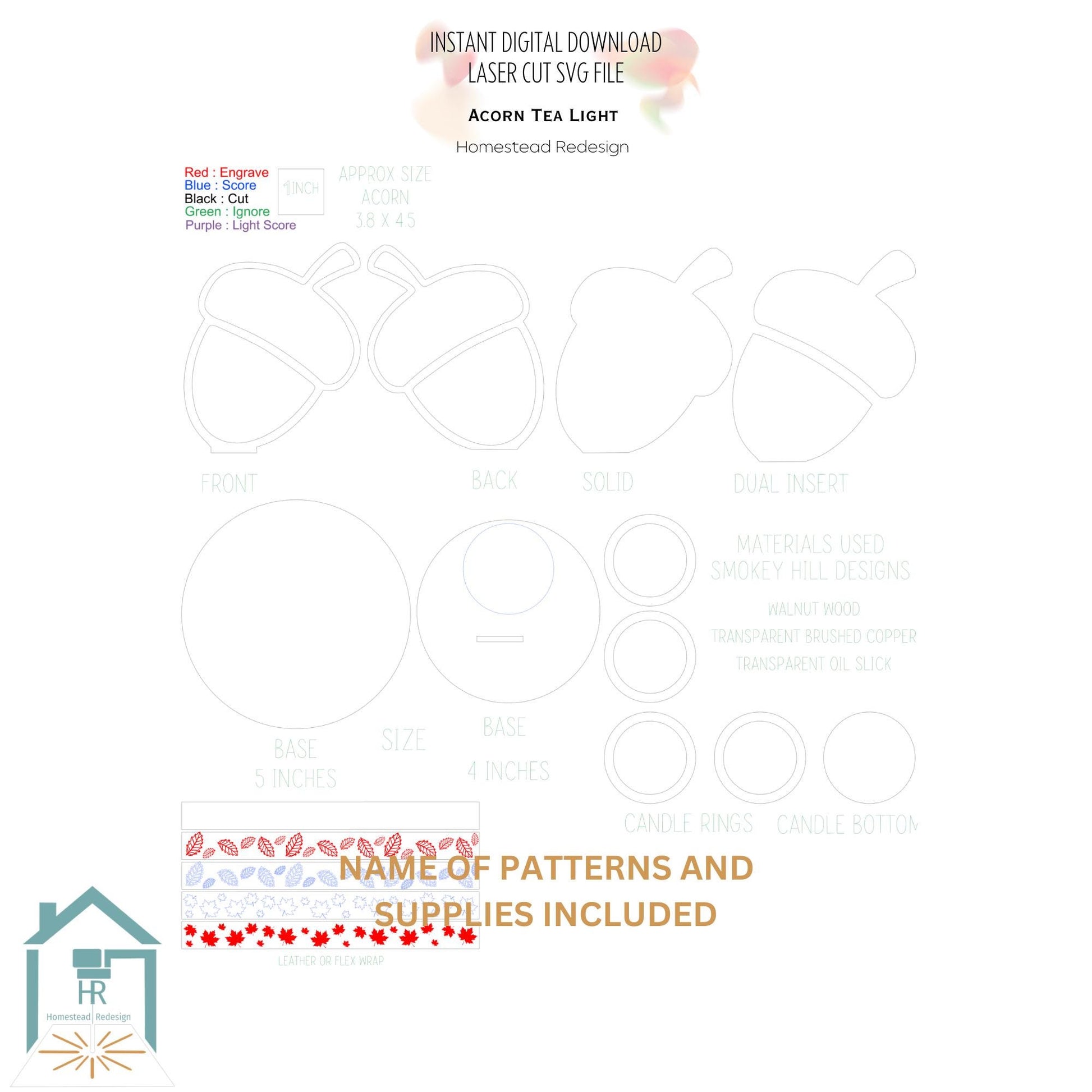 Fall Tea light holder set Laser Ready Cut file, SVG Instant digital download.