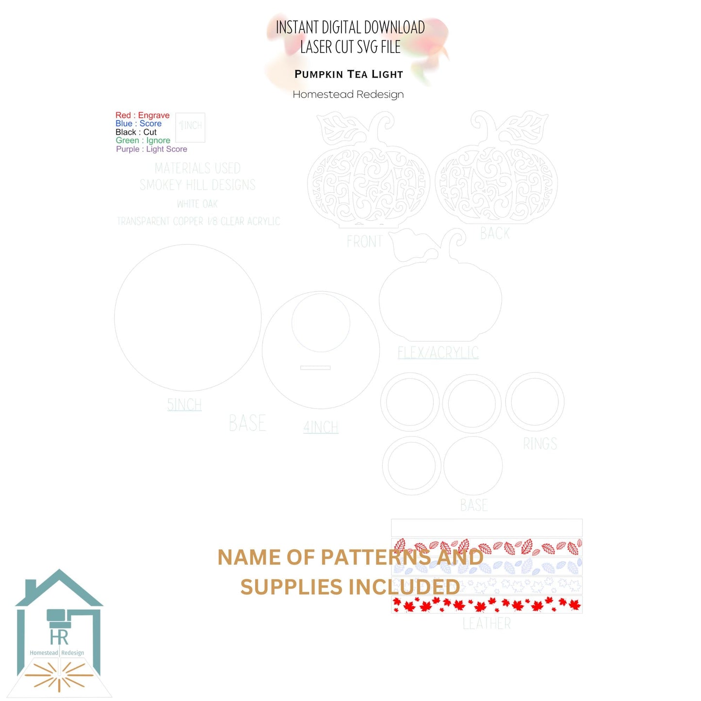 Fall Tea light holder set Laser Ready Cut file, SVG Instant digital download.