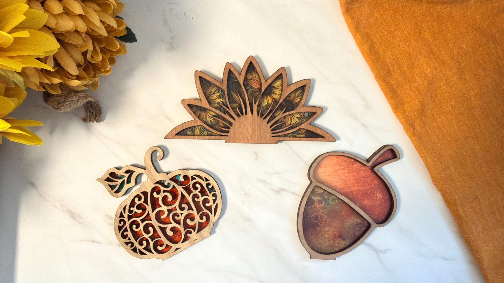 Fall Tea light holder set Laser Ready Cut file, SVG Instant digital download.