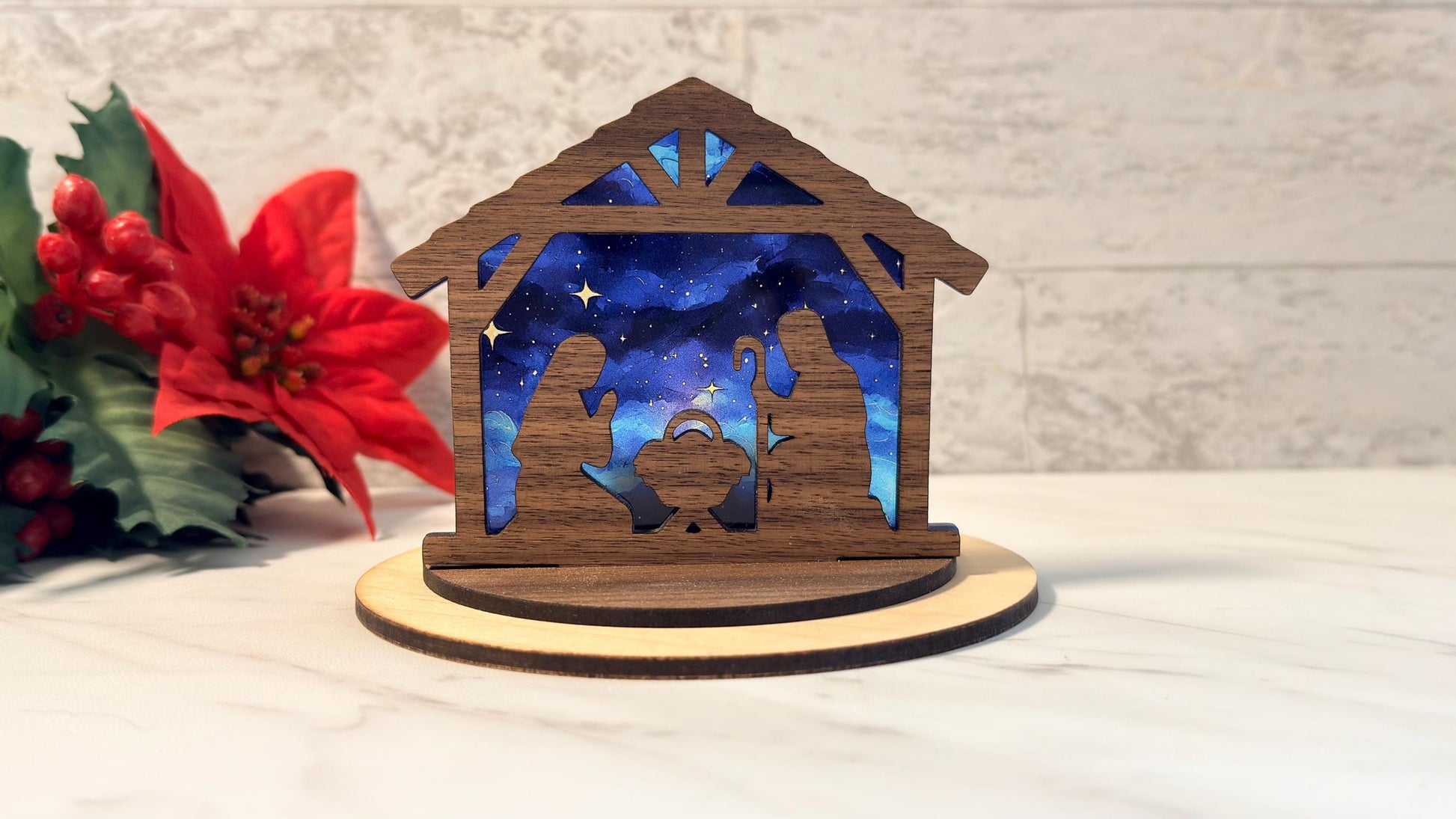 Christmas Tea light holder set Nativity, Sled, Present Laser Ready Cut file, SVG Instant digital download.