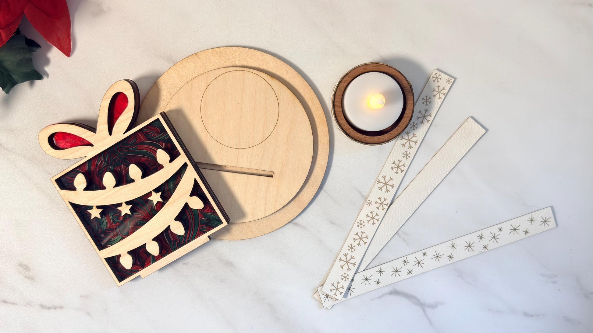 Christmas Tea light holder set Nativity, Sled, Present Laser Ready Cut file, SVG Instant digital download.