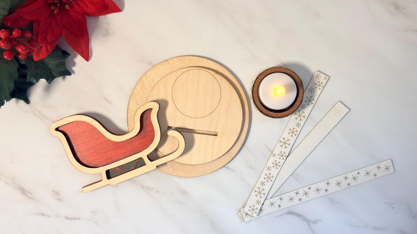 Christmas Tea light holder set Nativity, Sled, Present Laser Ready Cut file, SVG Instant digital download.